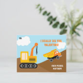 Bouwwagen Valentijnsdag Kaart Kinder (Jongens) (Staand voorkant)