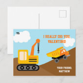 Bouwwagen Valentijnsdag Kaart Kinder (Jongens) (Voorkant / Achterkant)