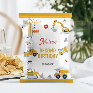 Bouwwagen Verjaardag Chip Bag Wrapper Flyer
