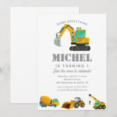 Bouwwagen Verjaardag Party Decoratie Kaart (Voorkant / Achterkant)