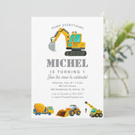 Bouwwagen Verjaardag Party Decoratie Kaart