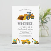 Bouwwagen Verjaardag Party Decoratie Kaart (Staand voorkant)