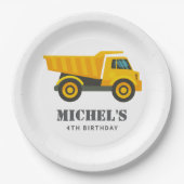 Bouwwagen Verjaardag Party Decoratie Papieren Bordje (Voorkant)