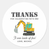 Bouwwagen Verjaardag Party Decoratie Ronde Sticker (Voorkant)