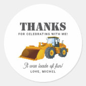 Bouwwagen Verjaardag Party Decoratie Ronde Sticker (Voorkant)