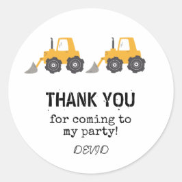 Bouwwagen Verjaardag Ronde Sticker