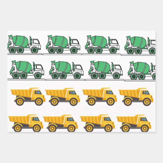 Bouwwagen Verjaardag Wrapping Paper Sheets (Voorkant 3)