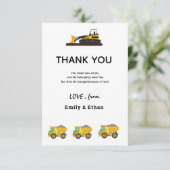 Bouwwagen Verjaardagsfeest Bedankkaart (Staand voorkant)