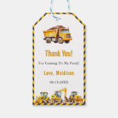 Bouwwagen Verjaardagsfeest Cadeaulabel (Voorkant)