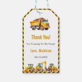 Bouwwagen Verjaardagsfeest Cadeaulabel (Achterkant)