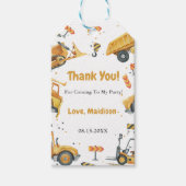 Bouwwagen Verjaardagsfeest Cadeaulabel (Voorkant)