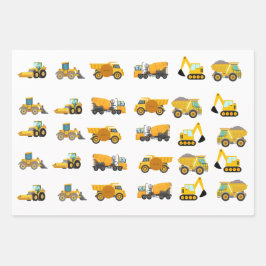 Bouwwagen Verjaardagsfeest Inpakpapier Vel