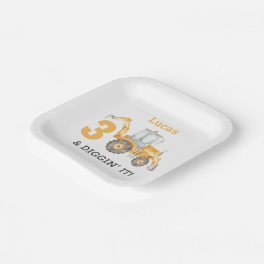 Bouwwagen Verjaardagsfeest Papier Bord (Gebogen)