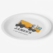 Bouwwagen Verjaardagsfeest Papieren Bordje (Gekanteld)