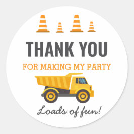 Bouwwagen Verjaardagsfeest Ronde Sticker
