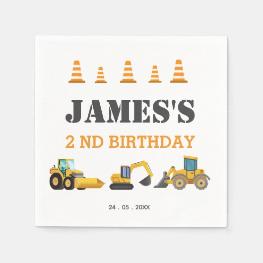 Bouwwagen Verjaardagsfeest Servet (Voorkant)
