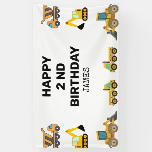 Bouwwagen Verjaardagsfeest Spandoek (Verticaal)