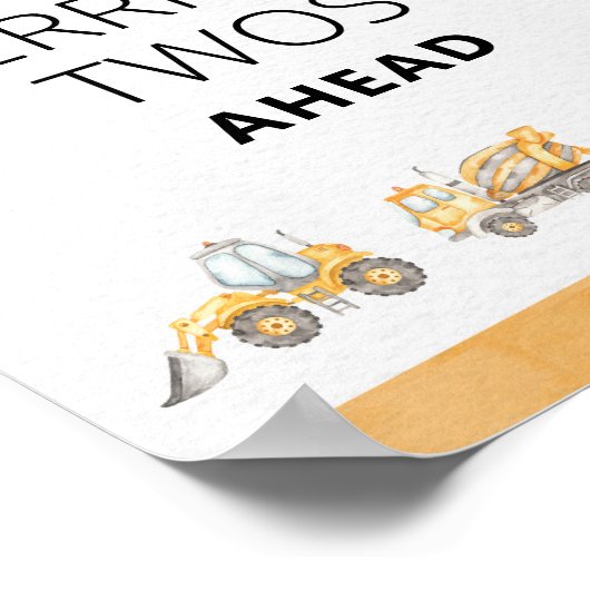 Bouwwagen Verschrikkelijke Twee Feestbord Poster (Hoek)