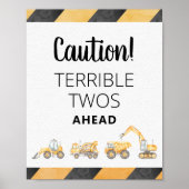 Bouwwagen Verschrikkelijke Twee Feestbord Poster (Voorkant)