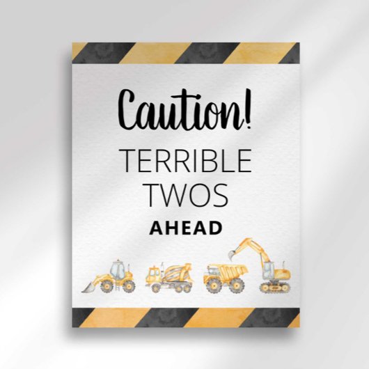 Bouwwagen Verschrikkelijke Twee Feestbord Poster