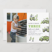 Bouwwagen Voertuigen 3e verjaardag Foto Kaart (Voorkant)
