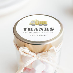 Bouwwagen Voertuigen Jongens Verjaardag Ronde Sticker