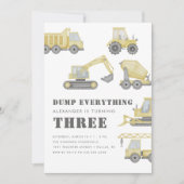 Bouwwagen Voertuigen Jongens Verjaardagsfeest Kaart (Voorkant)