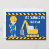 Bouwwagenbakken Blue Birthday Party Kaart (Voorkant)