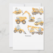 Bouwwagens 2e verjaardagsfeestje kaart (Achterkant)