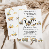 Bouwwagens 2e verjaardagsfeestje kaart