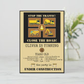 Bouwwagens | Boys Thmed Birthday Party Kaart (Staand voorkant)