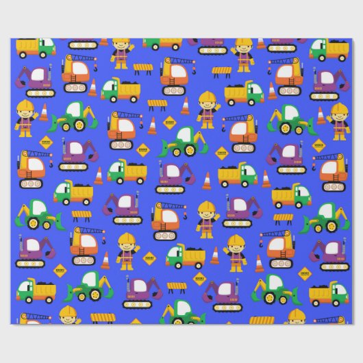 Bouwwagens Cadeaupapier (Vlak)