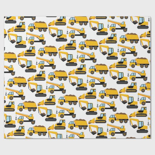 Bouwwagens Cadeaupapier (Vlak)