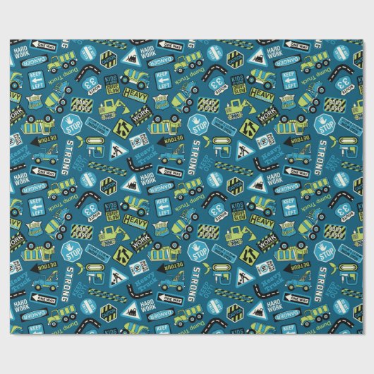 Bouwwagens Cadeaupapier (Vlak)