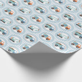 Bouwwagens - Cute Blue White Cadeaupapier (Hoek)