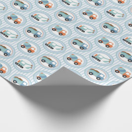 Bouwwagens - Cute Blue White Cadeaupapier