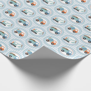 Bouwwagens - Cute Blue White Cadeaupapier