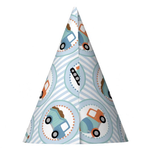 Bouwwagens - Cute Blue White Feesthoedjes (Achterkant)