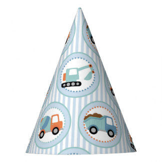 Bouwwagens - Cute Blue White Feesthoedjes