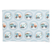 Bouwwagens - Cute Blue White Kussensloop (Voorkant)