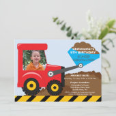 Bouwwagens Foto van Birthday Party voor jongens Kaart (Staand voorkant)