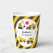 Bouwwagens Kinder Alle Leeftijd Verjaardagsfeest Papieren Bekers (Achterkant)