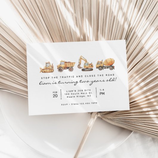 Bouwwagens Modern Minimal Birthday Kaart