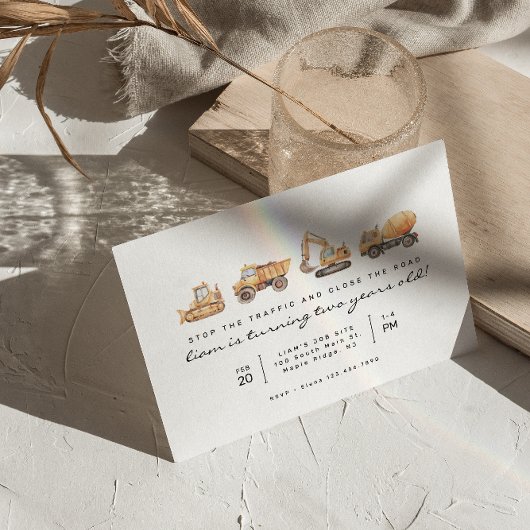 Bouwwagens Modern Minimal Birthday Kaart