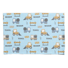 Bouwwagens Patroon Blauw Kussensloop
