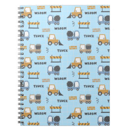 Bouwwagens Patroon Blauw Notitieboek