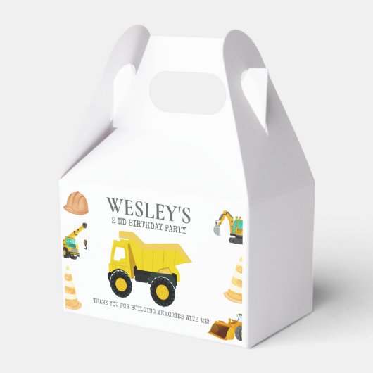Bouwwagens Verjaardag Bedankdoosjes (Voorkant Zijde)