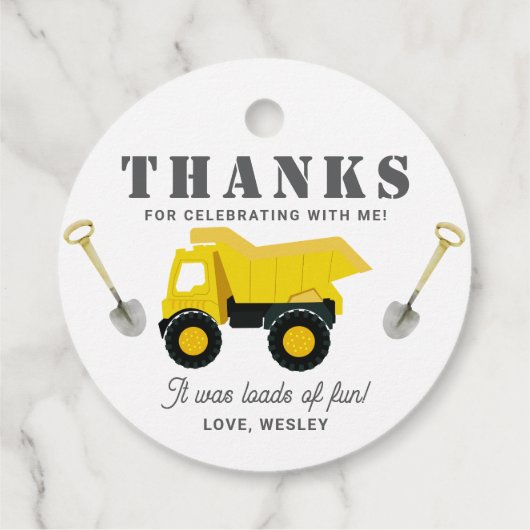 Bouwwagens Verjaardag Bedankjes Labels (Achterkant)