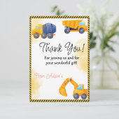 Bouwwagens Verjaardag Bedankkaart (Staand voorkant)
