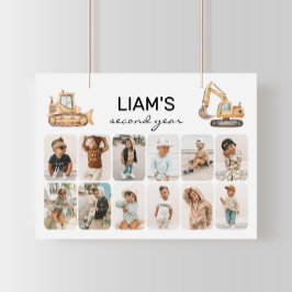 Bouwwagens Verjaardag Foto Collage Poster